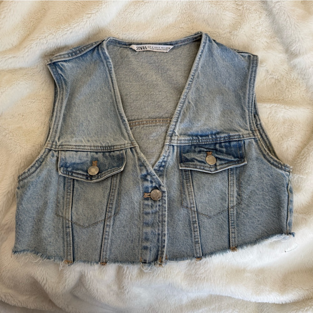 Zara crop denim vest